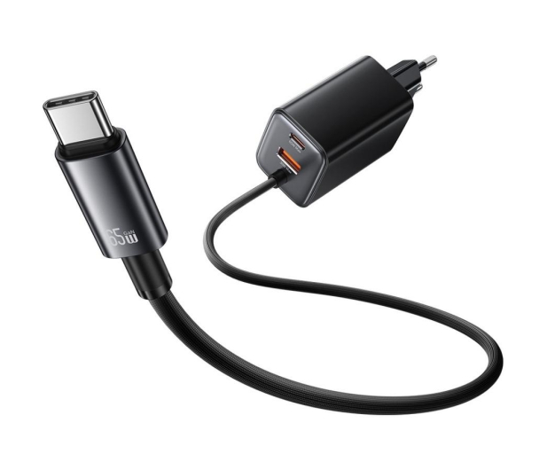 USAMS 65W GaN Fast Charger 1xUSB-C 1xUSB-A  /kabel USB-C czarna - 1471729 - zdjęcie 2
